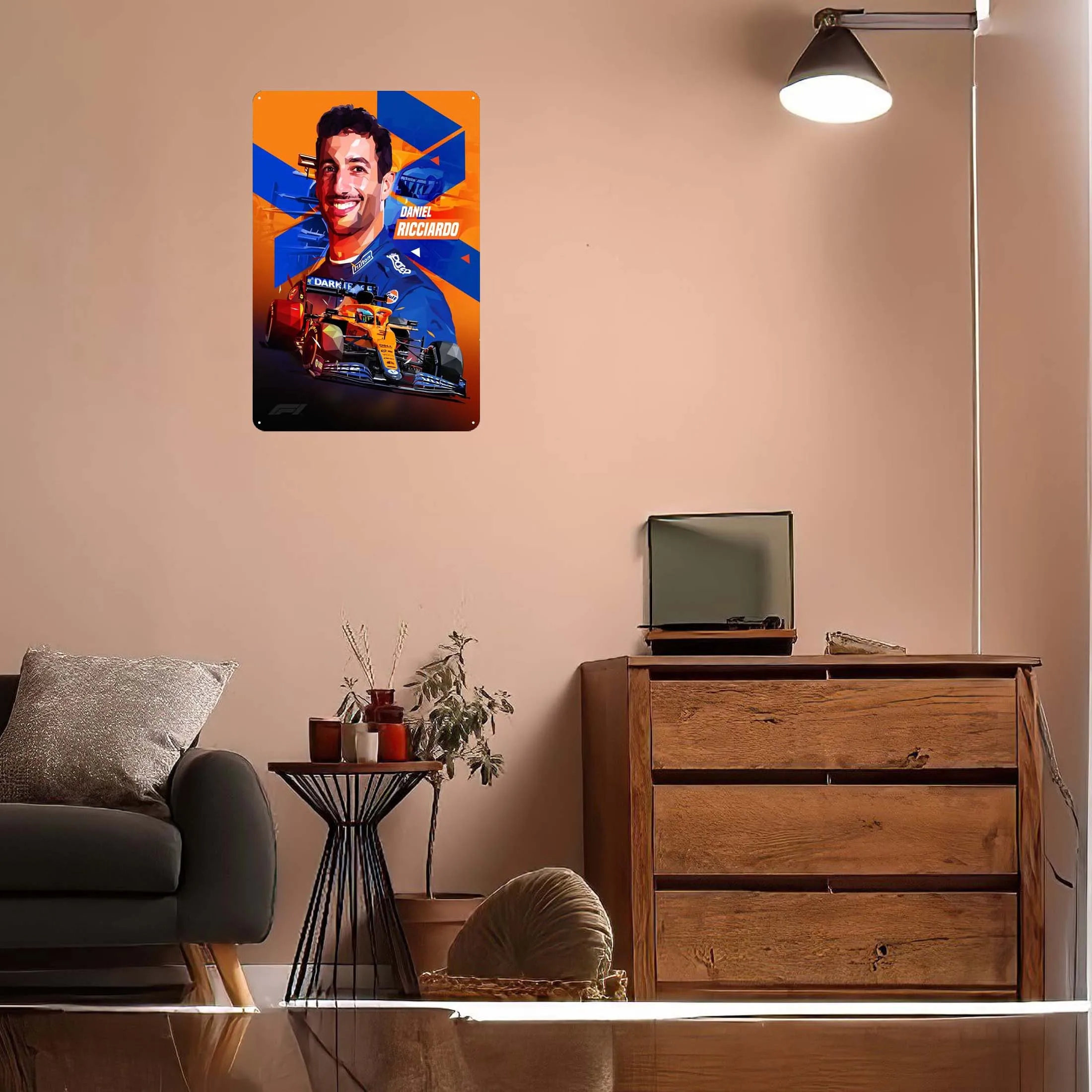 Даниэль Риккардо низкий поли металлический знак Спортивный постер кофе бар