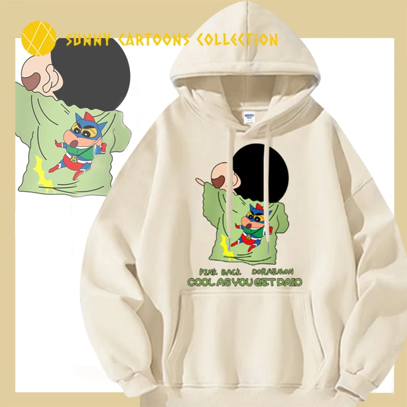 

Crayon Shin-Chan Fleece hoodie Cartoon Print Anime Hooded Pullover Teenage Swearshirt Casual Loose Clothes Men Women Streetwear