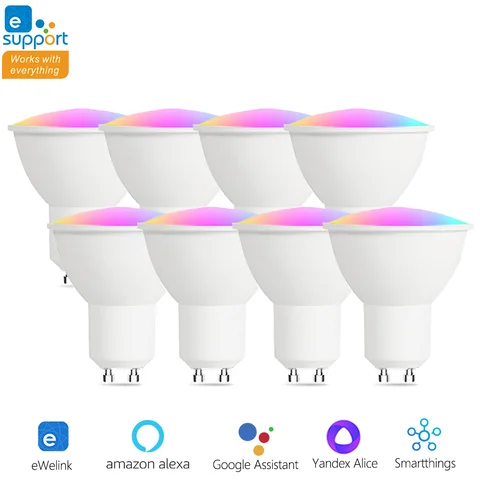 Умная Светодиодная лампа EWelink GU10 Zigbee с Wi-Fi, лампа для прожектора, 5 Вт, GU10, RGB, CW, WW, для Alexa, Google, Яндекс, Alice, Smartthings, 1-6 шт.