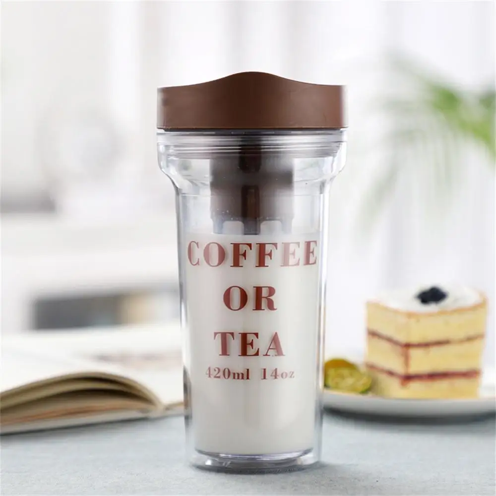 

Portable Outdoor Milk Tea Cup Filter Ins Fashionable Casual Cup Transparent Water Cup Drinkware 420ml Mugs Push Lid Plastic
