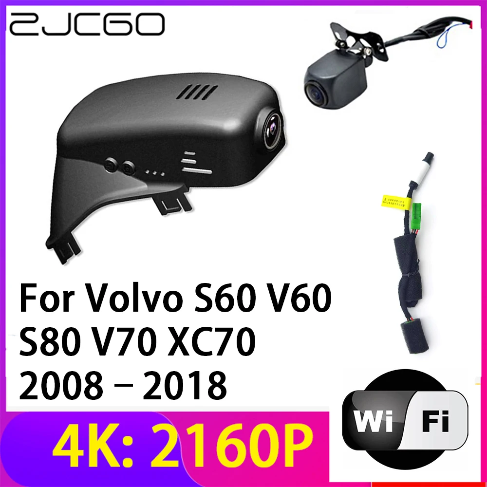 ZJCGO 4K 2160P Dash Cam Car DVR Camera 2 Lens Recorder Wifi Night Vision for Volvo S60 V60 S80 V70 XC70 2008~2018