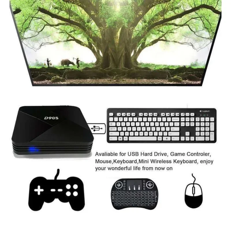 Фото D905 Портативный ТВбокс Android TV 8 ГБ Ram WIFI Mlogic S905 4K Smart IPTV Box TV Smart Home Set Top TV Box Receiver №4