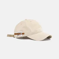 Peaked cap small leather label baseball cap women's casual wild baseball cap men's soft top green hat sunscreen sun hat