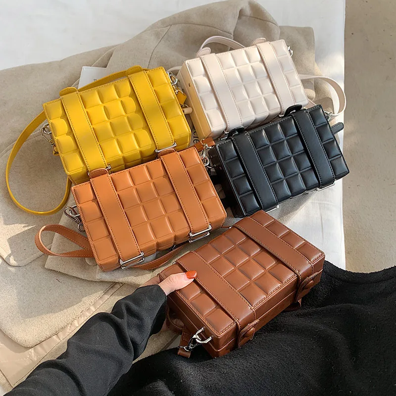 

Box Design Small Crossbody Bag Shoulder Bag for Women 2021 Casual Clutch Bag Designer Bag Female Purses and Handbags Pu Leather
