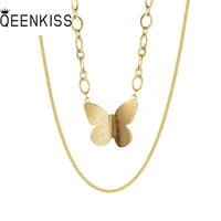 qeenkiss nc8141 fine jewelry wholesale fashion womangirl party birthday wedding gift butterfly titanium stainless steel necklace