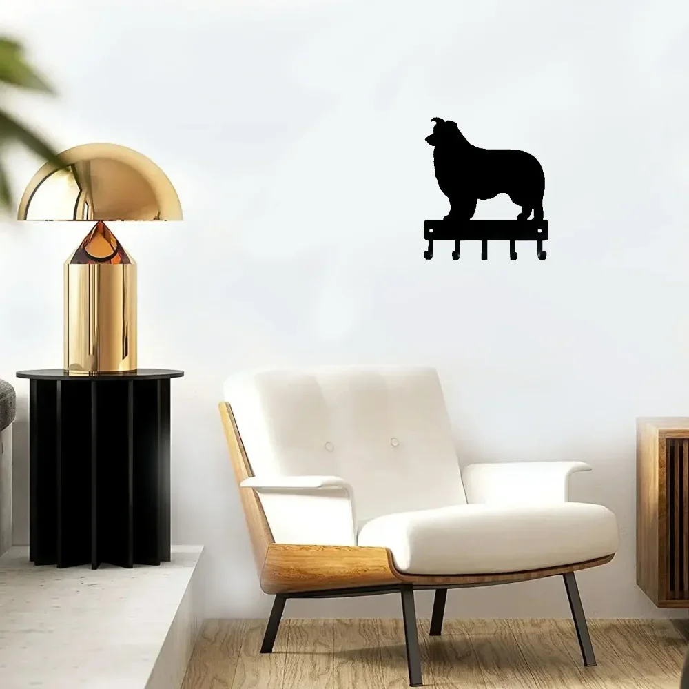 1 Шт. Настенный Железный Держатель Для Ключей С Дизайном Собаки Бордер-колли