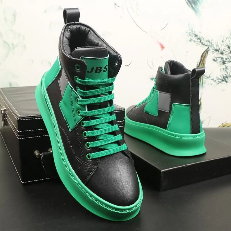 

High quality Nathan High top Shoes Men's New Fashion Personality Short Boots Zipper Korean Chinese Board Tall Casual