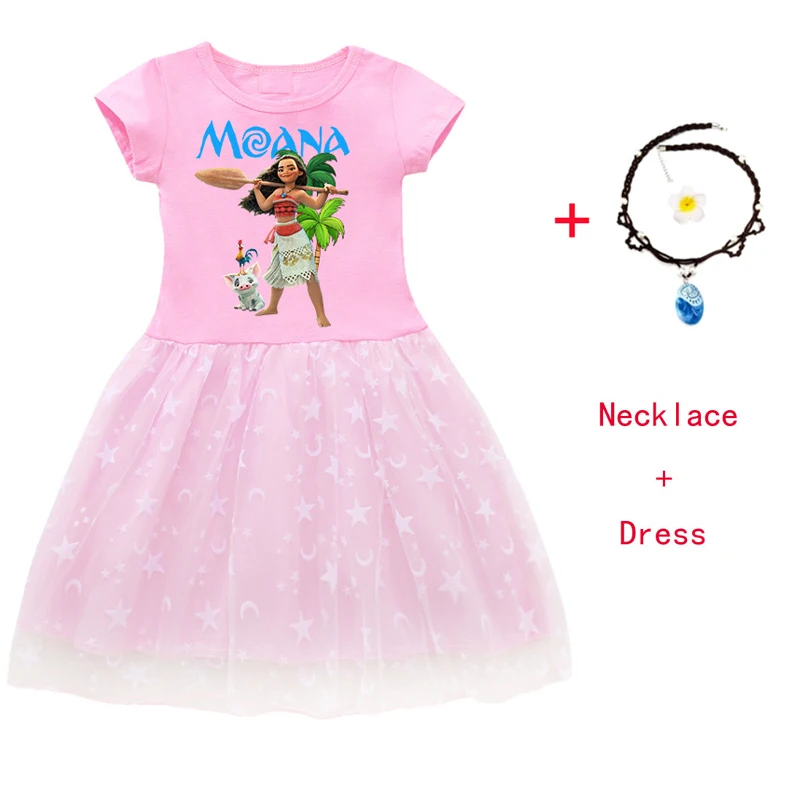 Vestido de primavera para niña, traje de Moana + collar, traje de aventura, disfraz de princesa Vaiana para fiesta en la playa, camisón para niña 2022