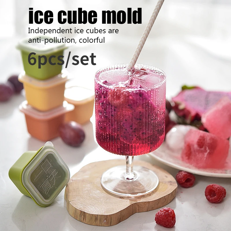 

6pcs Ice Mould Ice Cubes Maker Ice Box for Ice Shape Cocktail Use Square DIY Home Bar Party Ice Cube Tray Maker Kitchen Tools