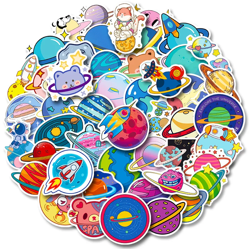 

50pcs Space Planet Cute Cartoon Children Doodle Meteorite Combination Spaceman Astronaut Sticker