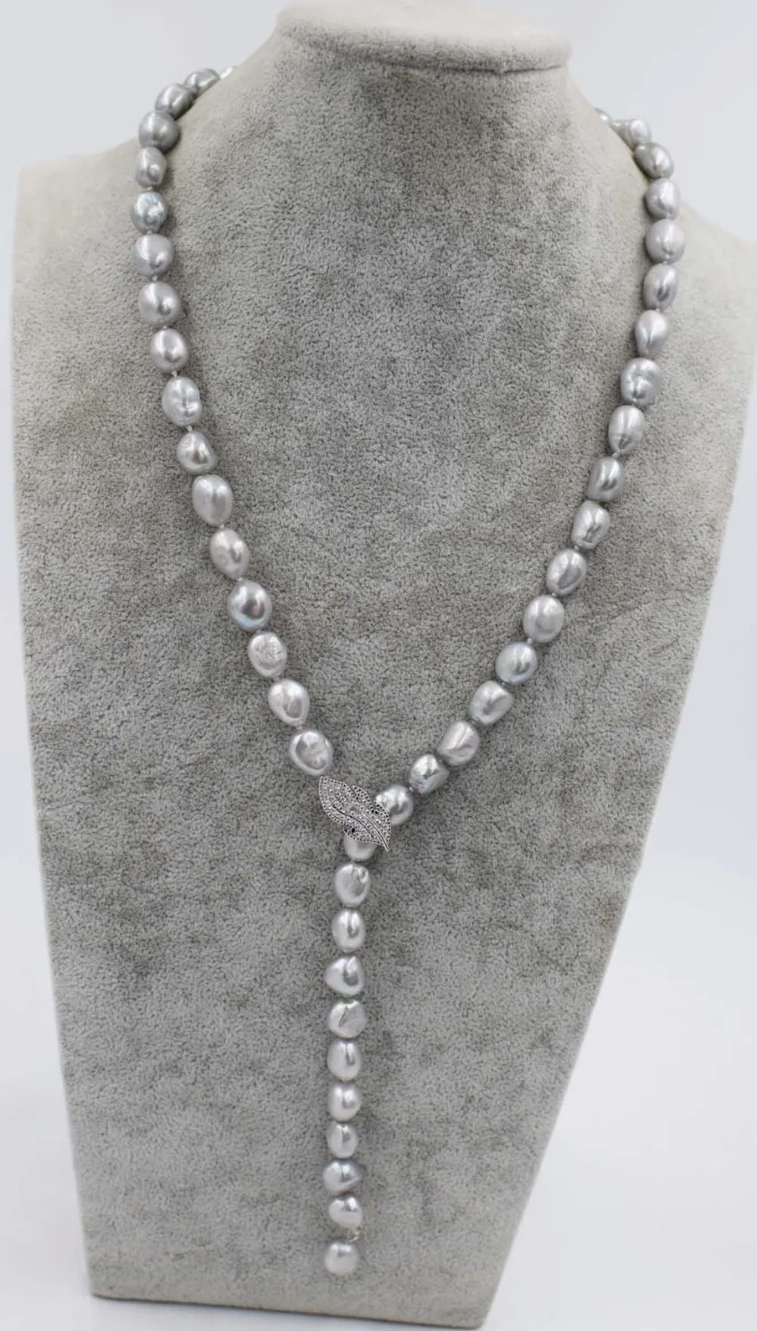 

freshwater pearl necklce gray black baroque 9-13mm wholesale beads nature 26inch