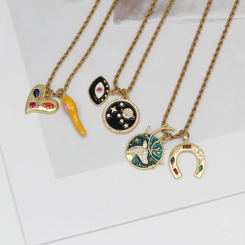 EVIL EYE металлическая веревочная цепочка ожерелье сердце перец луна турецкое с