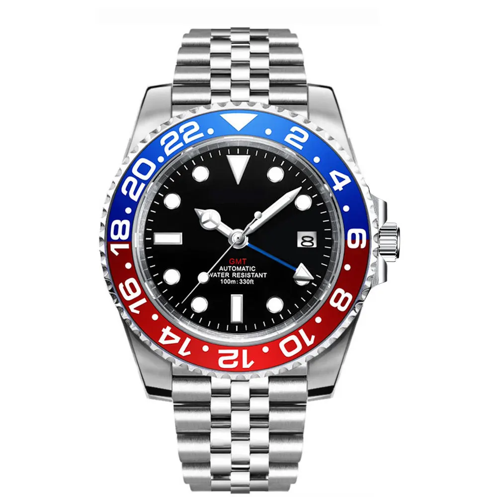 Мужские механические водонепроницаемые часы с сапфировым стеклом из