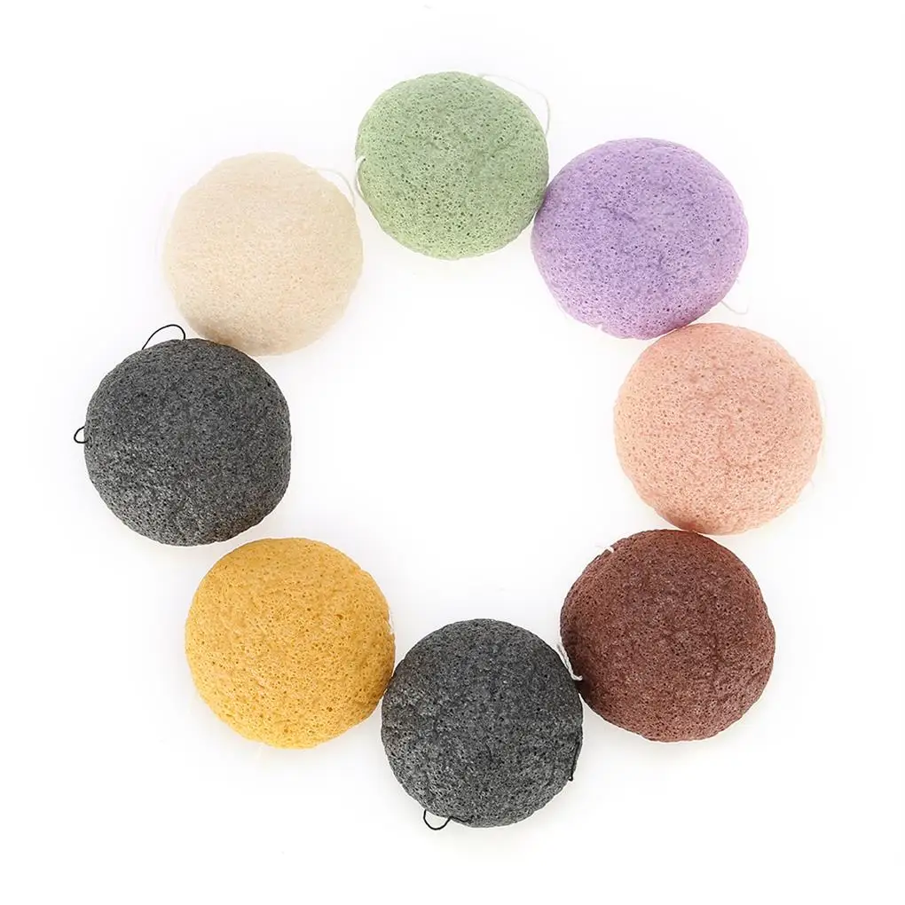 

8pcs Color Round Type 100% Konjac Wash Face Flutter Natural Facial Care Body Sponges (Dry)