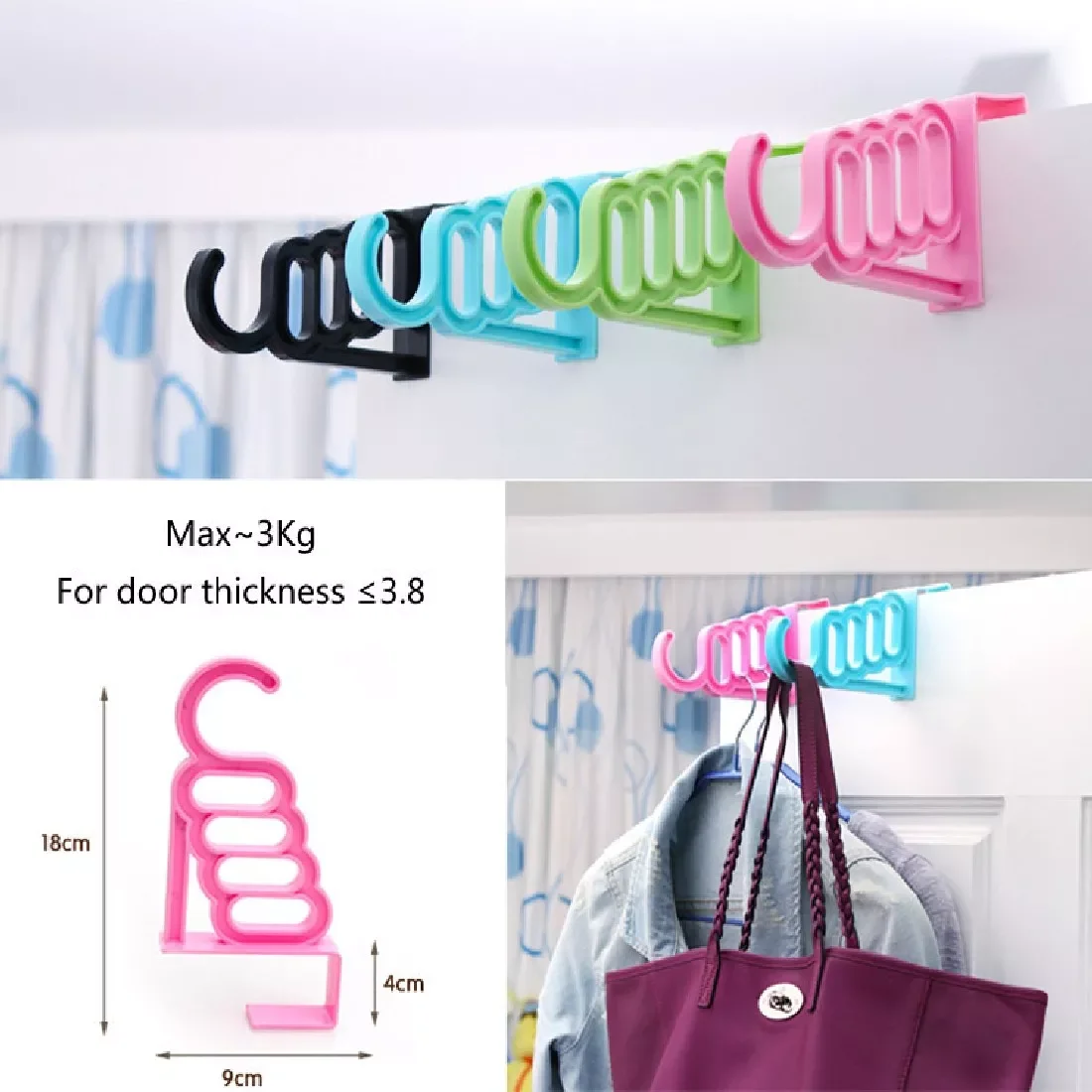 

2023NEW Home Accessories Foldable Clothes Hanger Drying Rack 5 Hole Suit Bathroom Door Plastic Organizer Storage Rack