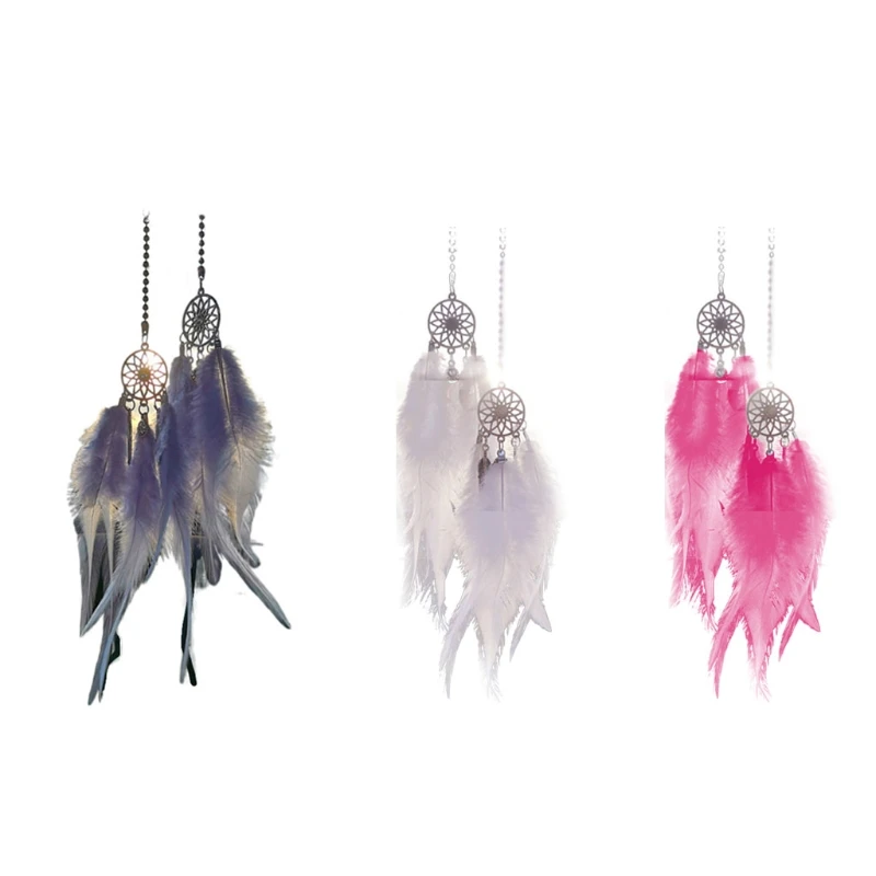 

Hanging Ornament Mini Dream Catcher Car Rear View Mirror Wind Chimes Wall Hanging Pendant Car Goods Feather