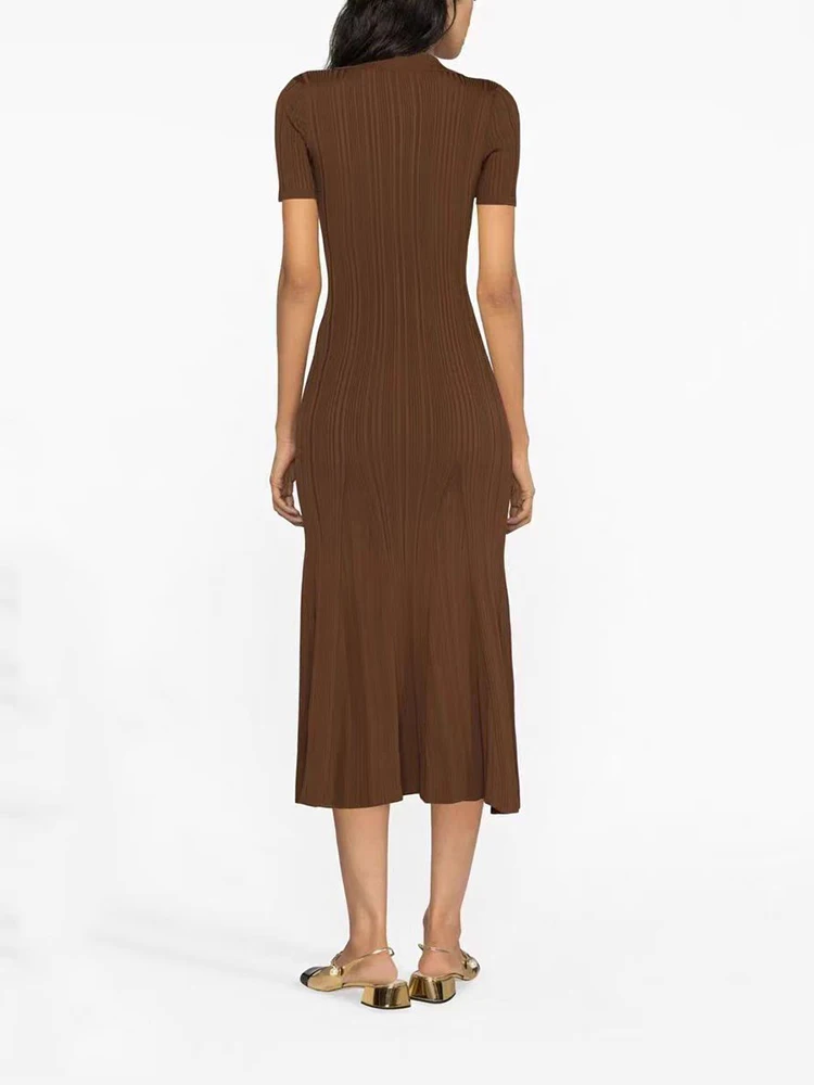 Женское трикотажное платье в полоску Элегантное Длинное Платье-стрейч с