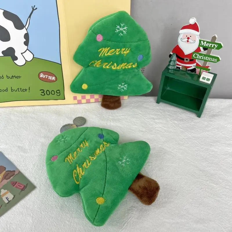 Симпатичный плюшевый Кошелек для монет с мультяшной елкой кошелек на молнии USB