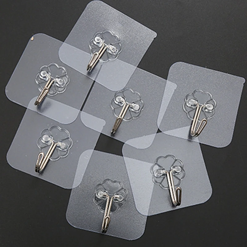 

10 шт., прозрачные самоклеящиеся крючки для хранения