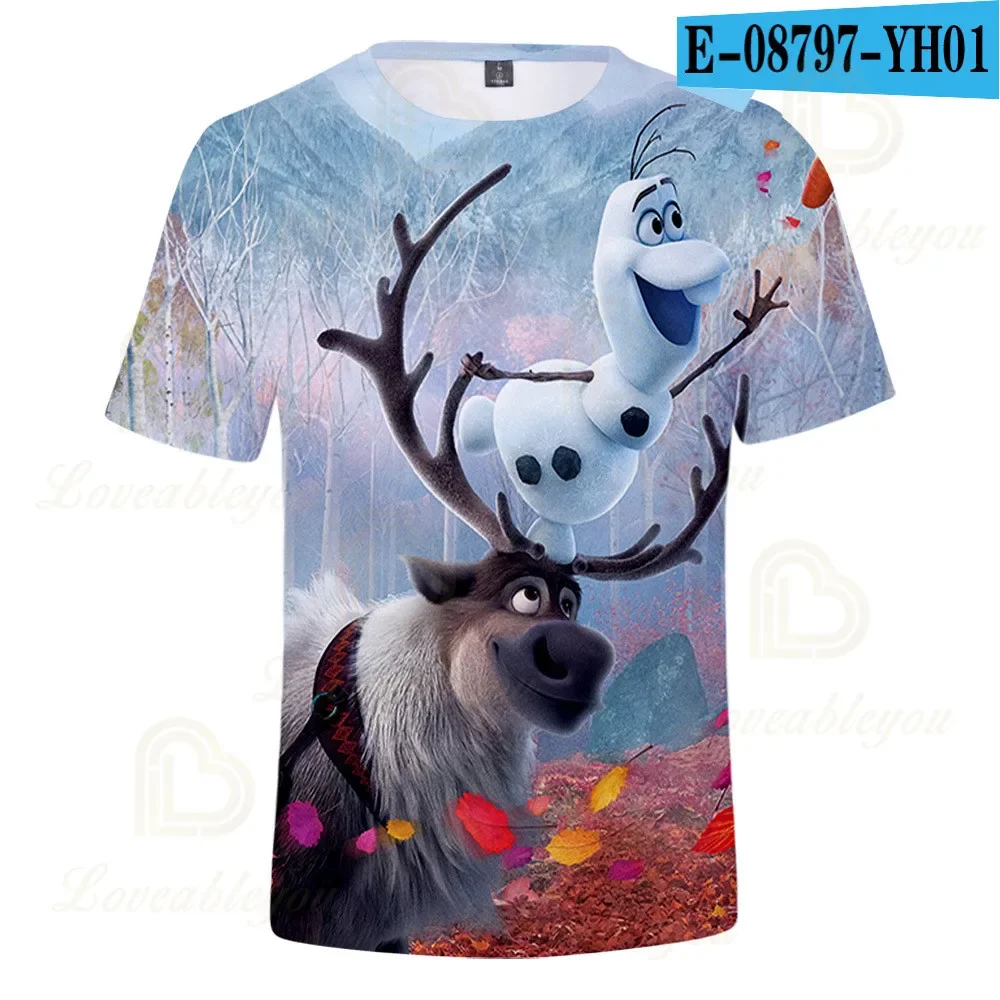 Летняя футболка для маленьких девочек Волшебная мультяшная Анна Эльза хлопковая