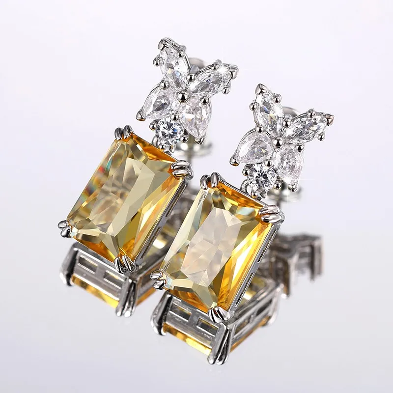 Huitan Модные женские серьги с ярко-желтым кубическим цирконием темпераментные женские серьги необычный подарок на день рождения модные ювелирные изделия