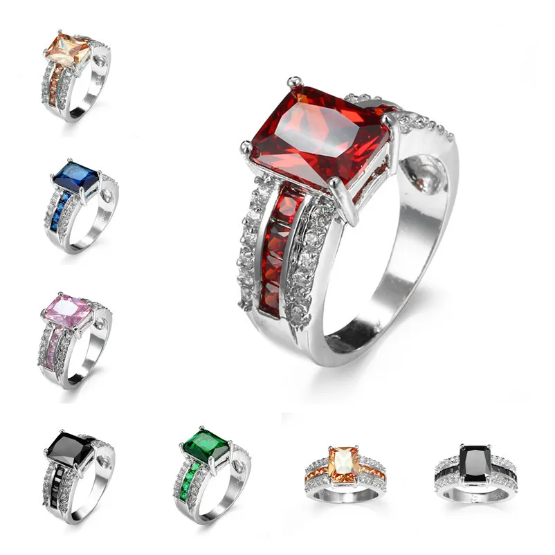 

Mens And Womens Rings Luxury Jewelry For Men And Women Copper Geometry Fashion Inlaid Zircon Couple Ring Valentines Day Present