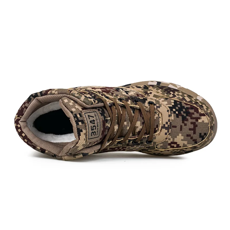 HIKEUP Men‘s Winter Tactical Boots Military Shoes Winter Ultra-Light Hiking Shoes Wear- Resistant Army Waterproof Camouflage