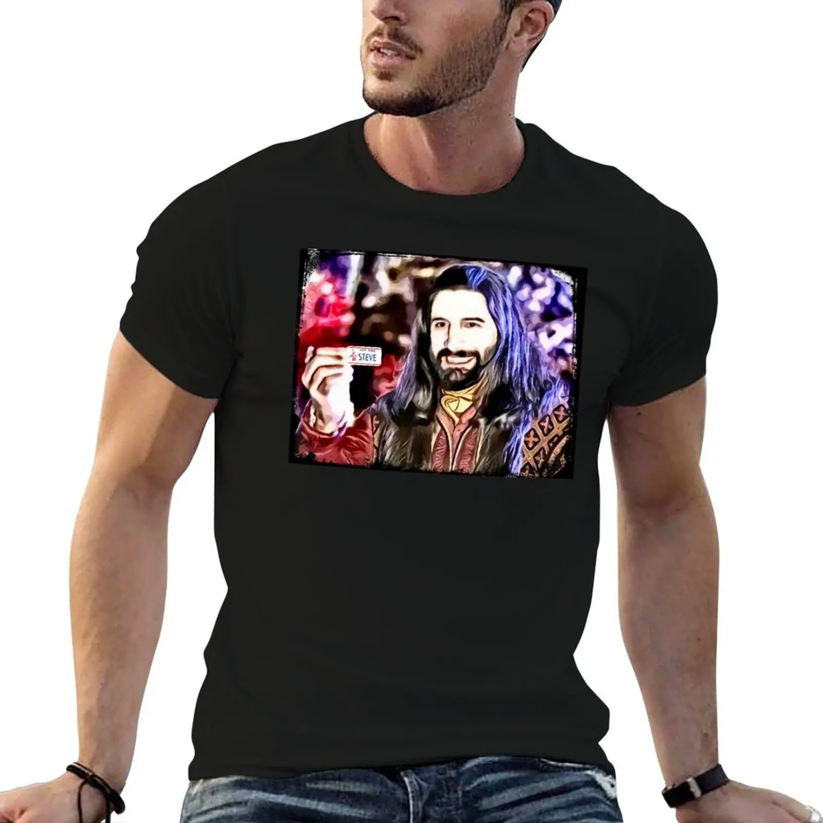 Фото Нандор приобретает для себя мужскую футболку Steve T-Shirt, дизайнерские футболки для мужчин, набор белых базовых футболок. №1