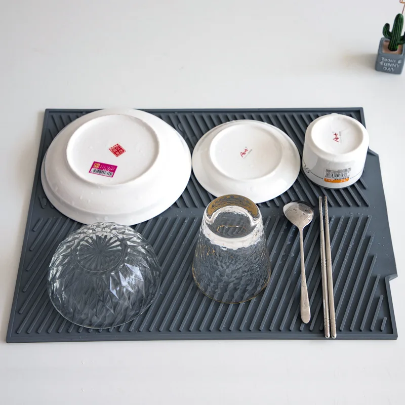 

Прямоугольный силиконовый коврик для сушки посуды, термостойкий Коврик для стола, столовая посуда, посудомоечная машина, столовый коврик