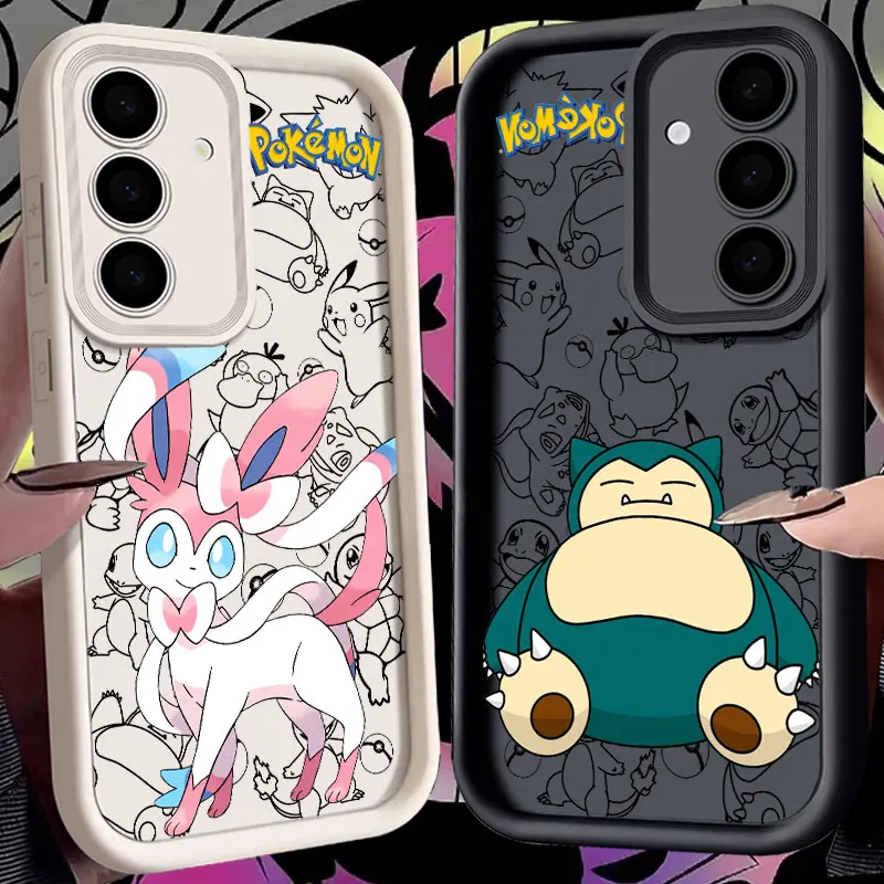 Чехол для телефона Pokemon Sylveon Snorlax Squirtle S24FE Samsung Galaxy S24 S23 S21 S20 Fe S25 Ultra S22 Plus