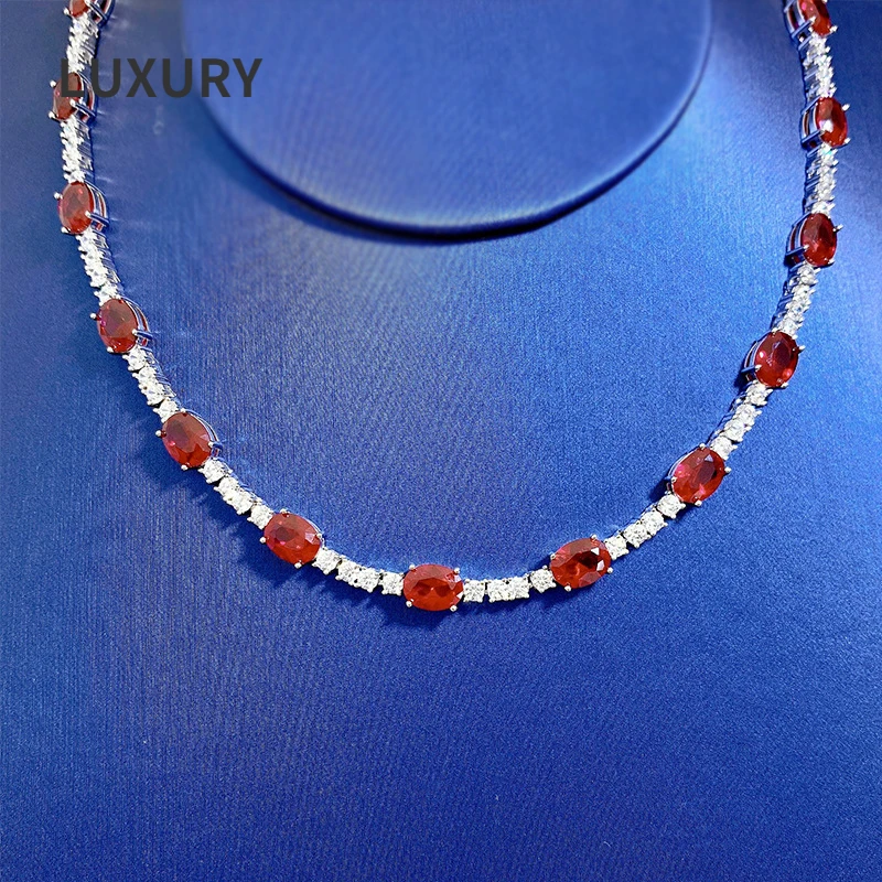 

Luxury 100% S925 Sterling Silver Sparkling 6*8mm Full Diamond 2ct High Carbon Diamond Necklace For Elegant Fashion Ladies 44cm