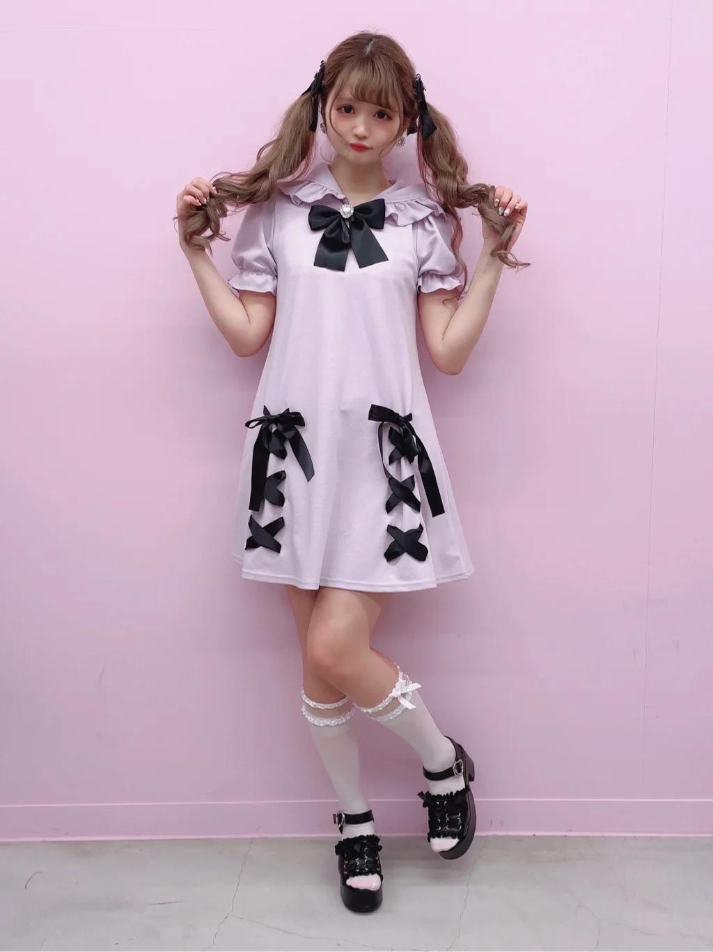 Japanese Style Sweet Cute Bowknot Socks Women Wooden Ear Lolita Silk Socks Girl Student Tube Tight Long Socks