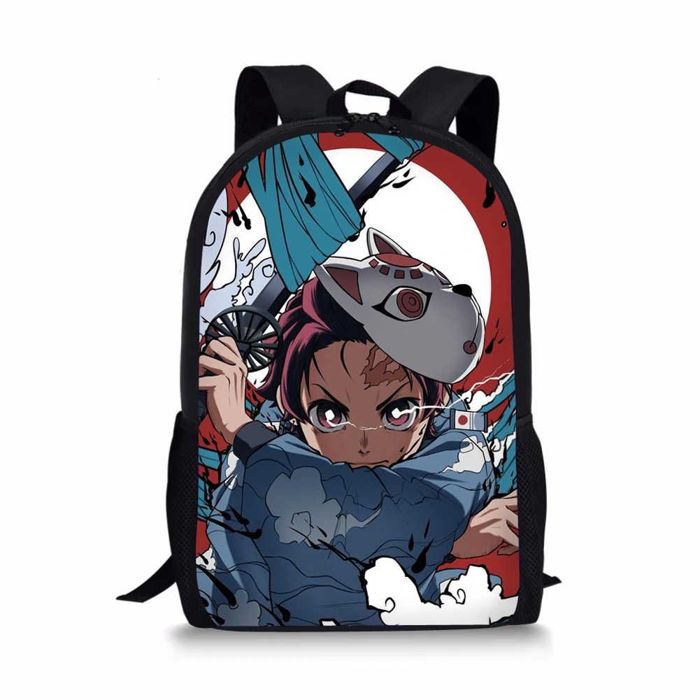Demon Slayer Anime Print Backpack Portable Casual Outdoor Travel Children's Knapsack Durable Large Capacity School Bags for Girl