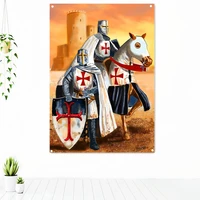 knights templar art banners vintage medieval warrior crusader posters wall art flags mural canvas painting home decoration