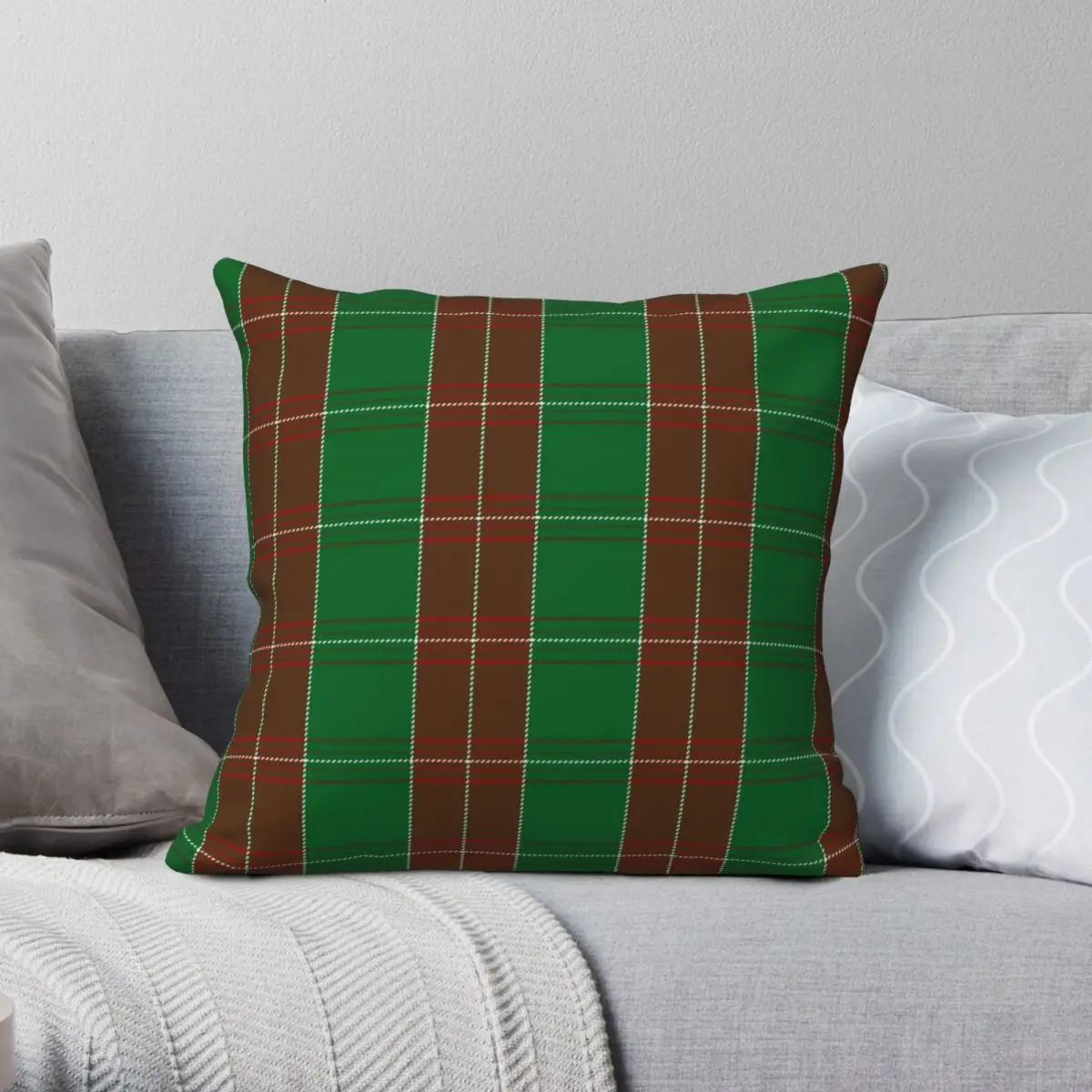 

St David Welsh National Tartan Pillowcase Polyester Linen Velvet Pattern Zip Decorative Car Cushion Cover 18"