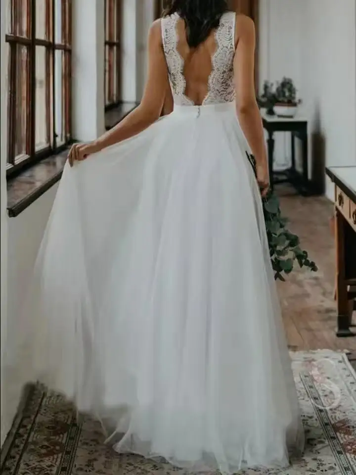 Фото Сексуальное свадебное платье с v-образным вырезом в стиле бохо Vestido De Noiva 2026, халат Mariage Trouwjurk Sukienka Na Wesele Hochzeitskleid Brautkleid №2