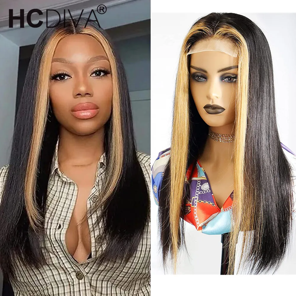 

Парик Омбре 13x 4 на сетке спереди, парик из прямых человеческих волос для женщин, светло-коричневый цвет, парик на сетке спереди, предваритель...