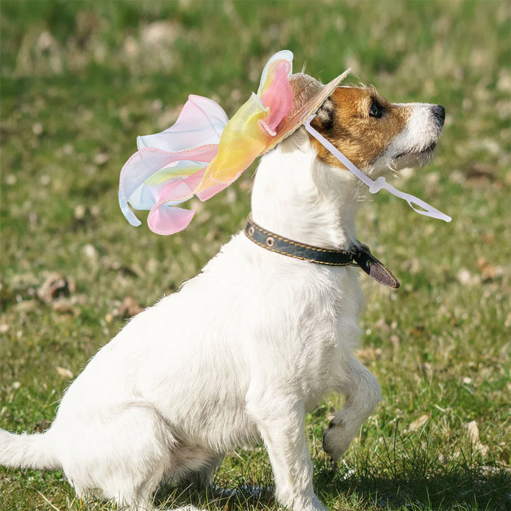 

Small Pet Puppy Straw Hat Accessory Household Cat Dog Kitten Decorative Dress Headdress