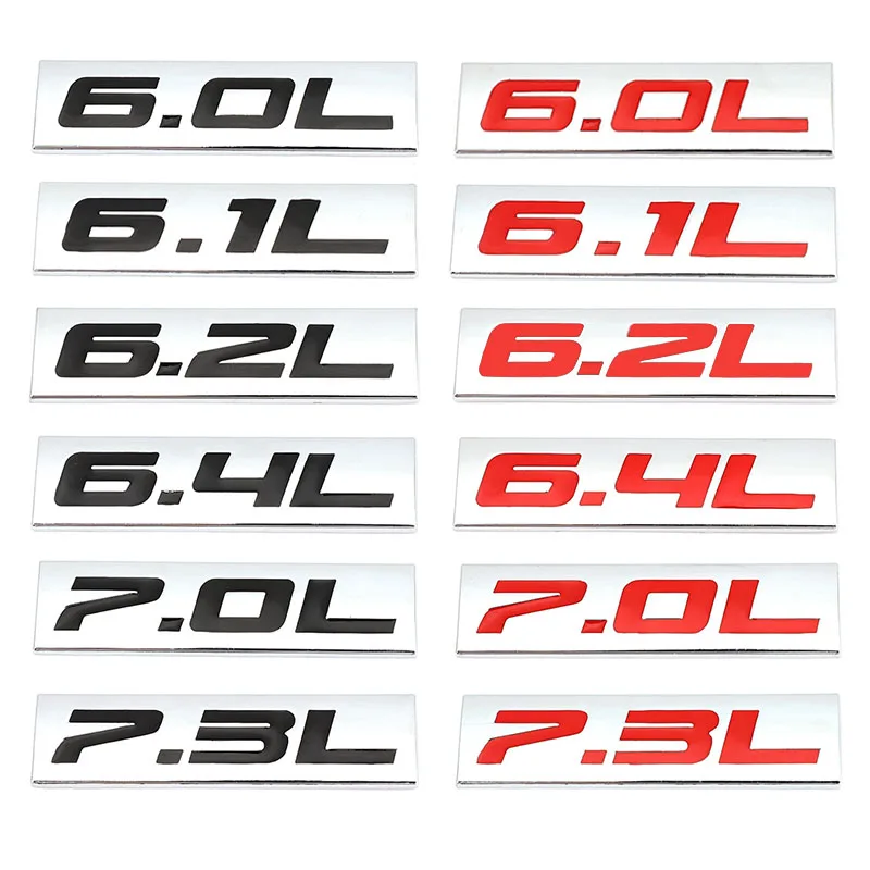 

3D Car Emblem Badge Sticker 6.0L 6.1L 6.2L 6.4L 7.0L 7.3L for Dodge Challenger VW FORD V8 Super SUV Cadillac CHEVROLET CHEVY