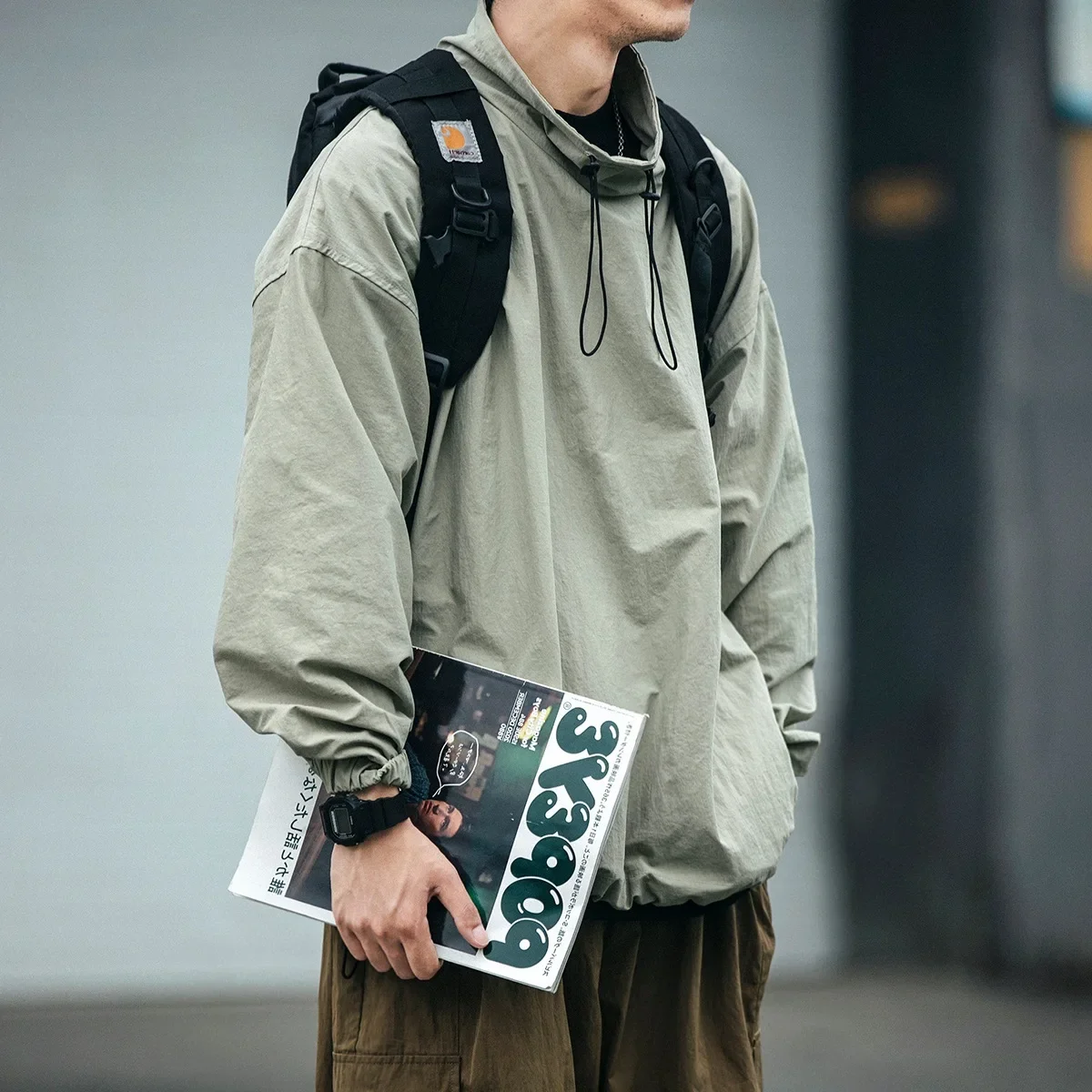 Модная брендовая куртка-поло/черепаха в японском стиле для мужчин свободная