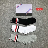 tb thom socks cotton high quality classic rwb striped crew socks luxury brand design fashion korean breathable unisex socks