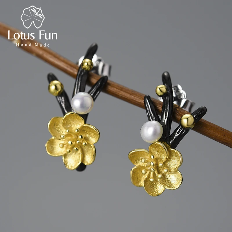 

Lotus Fun 18K Gold Winter Blossom and Snow Flower Stud Earrings for Women Real 925 Sterling Silver Fashion Jewelry 2022 Trend