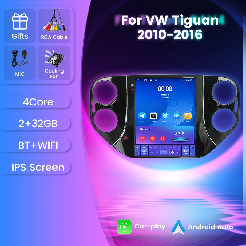 Для VW Фольксваген Тигуан 2010-2016 вертикальный сенсорный экран Тесла стиль Carplay авто