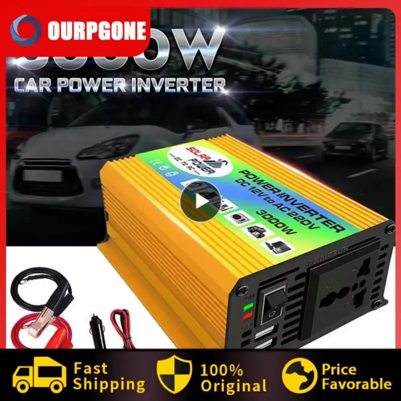 

3000W Car Power Inverter Solar Car Inverter DC 12V To AC 220V Car Adapter 2-Port USB Car Converter With LCD Intelligent Display