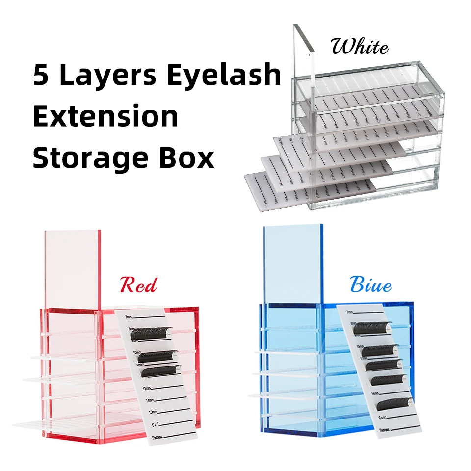 5 Layer Eyelash Extension Storage Box Acrylic Lash Holder Pallet For Individual Volume Lash Extension Display Stand Makeup Tools