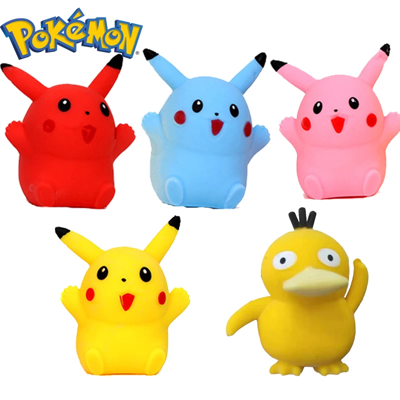 Pokemon Pikachu Anime Cartoons Figure Cute Squeeze Stress Relief Dolls Home Decoration Elasticity Models Children Toys Boy Gift