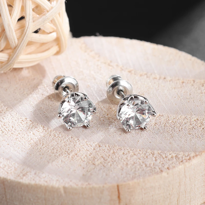 

Women Fashion Luxury Silver Color Small Stud Earrings Party Prom Jewelry