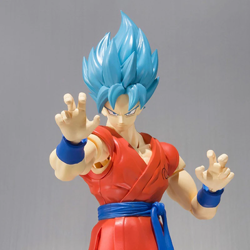 16cm Dragon Ball Blue Hair Son Goku Action Figure Movable Collectible Doll Super Saiyan Kakarotto SHF Model Toys images - 6