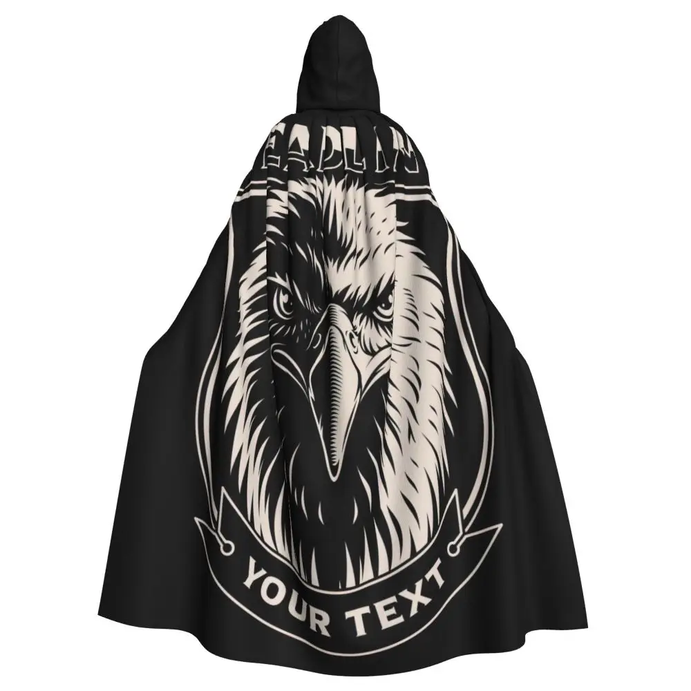 Черно-белая накидка с капюшоном и иллюстрацией головы орла для Хэллоуина косплея