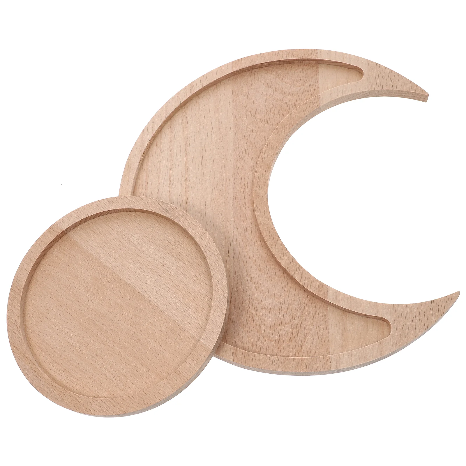 

2 Pcs Woodsy Decor Moon Phase Tray Jewelry Wood Plates Nail Polish Tray Crystal Holder Stones Moon Tray Crystal Holder